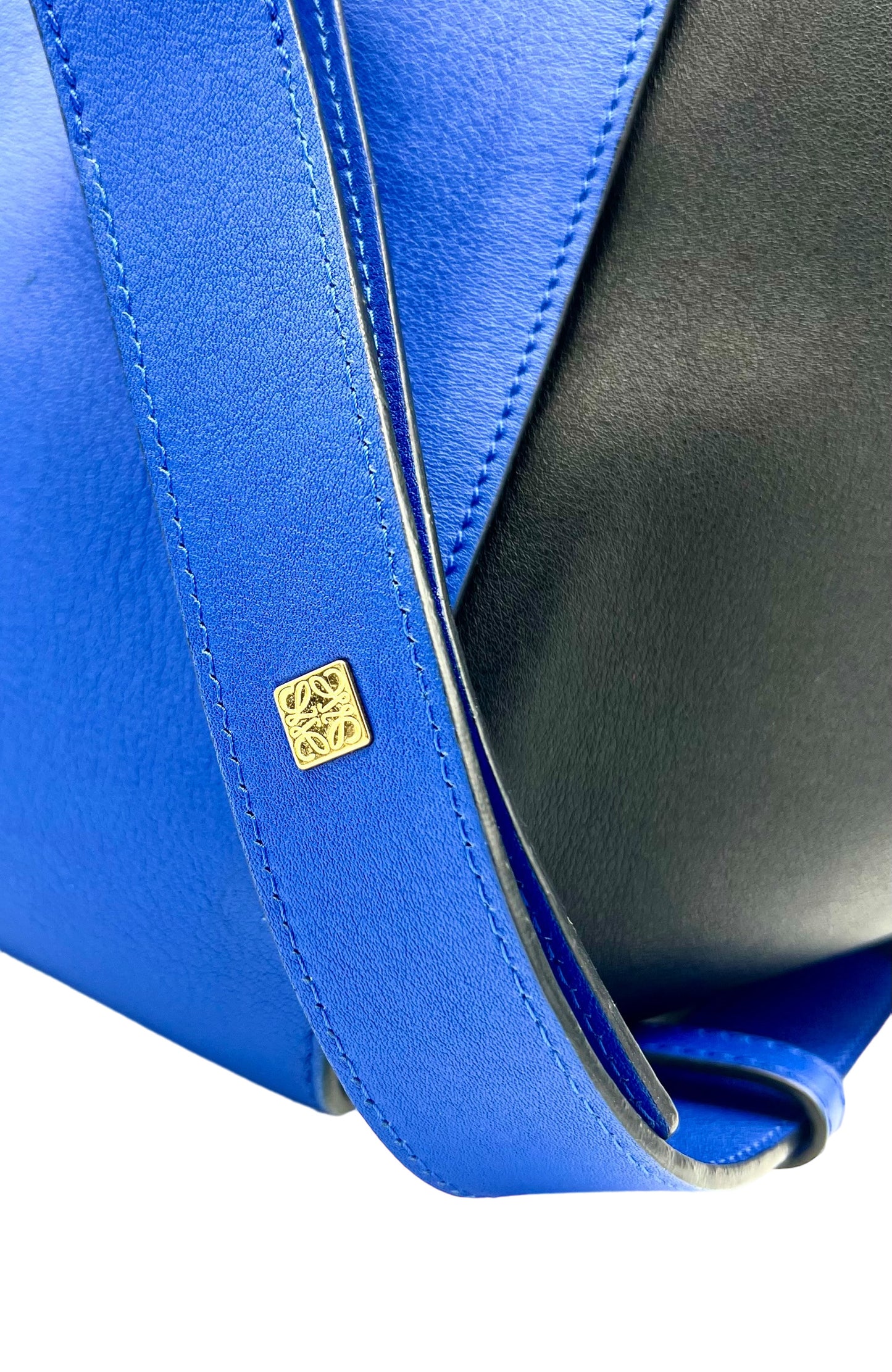 LOEWE HAMMOCK LEATHER HANDBAG IN BLUE AND BLACK