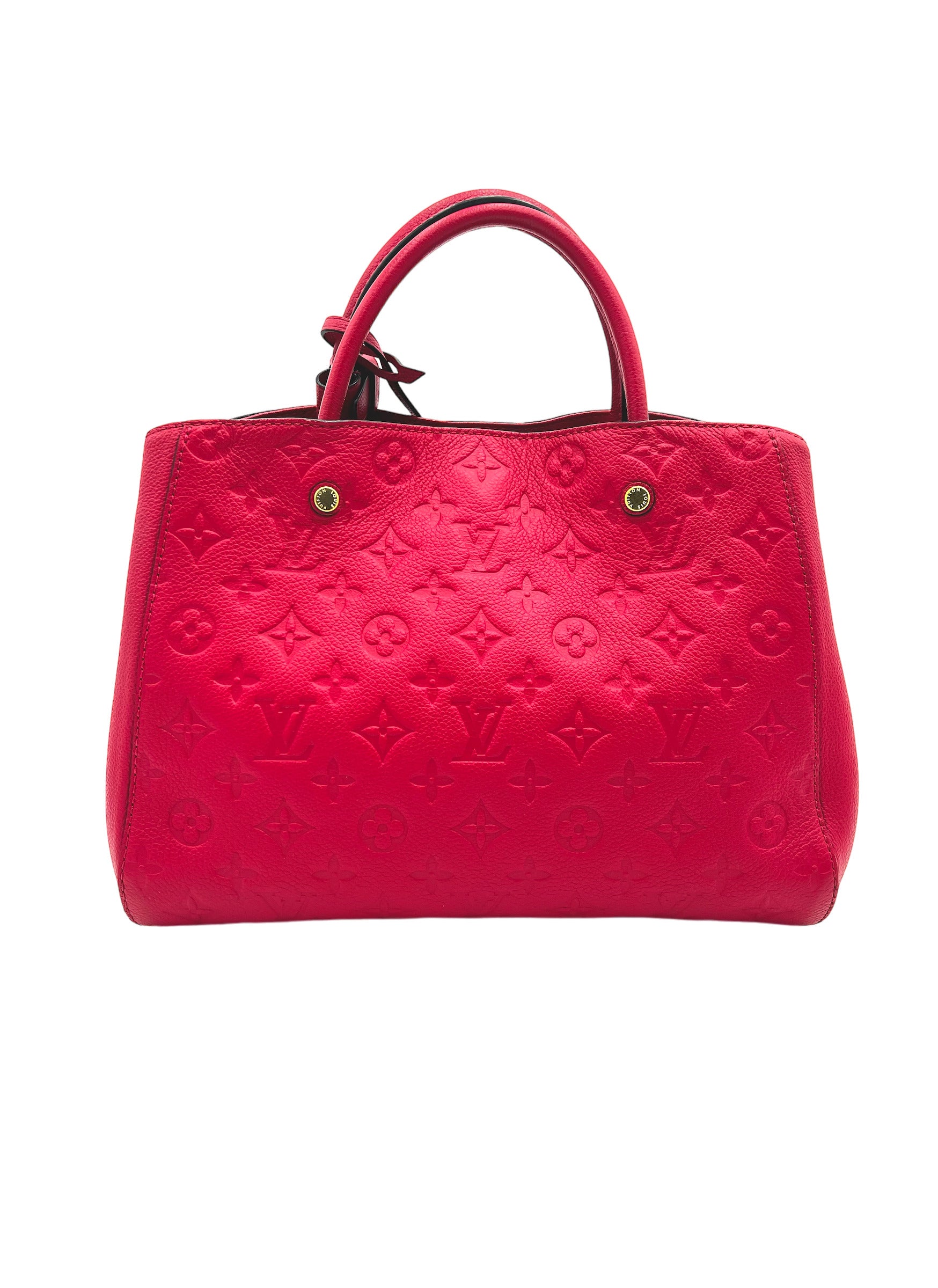 LOUIS VUITTON DAHLIA EMPREINTE LEATHER MONTAIGNE MM SHOULDER BAG RED