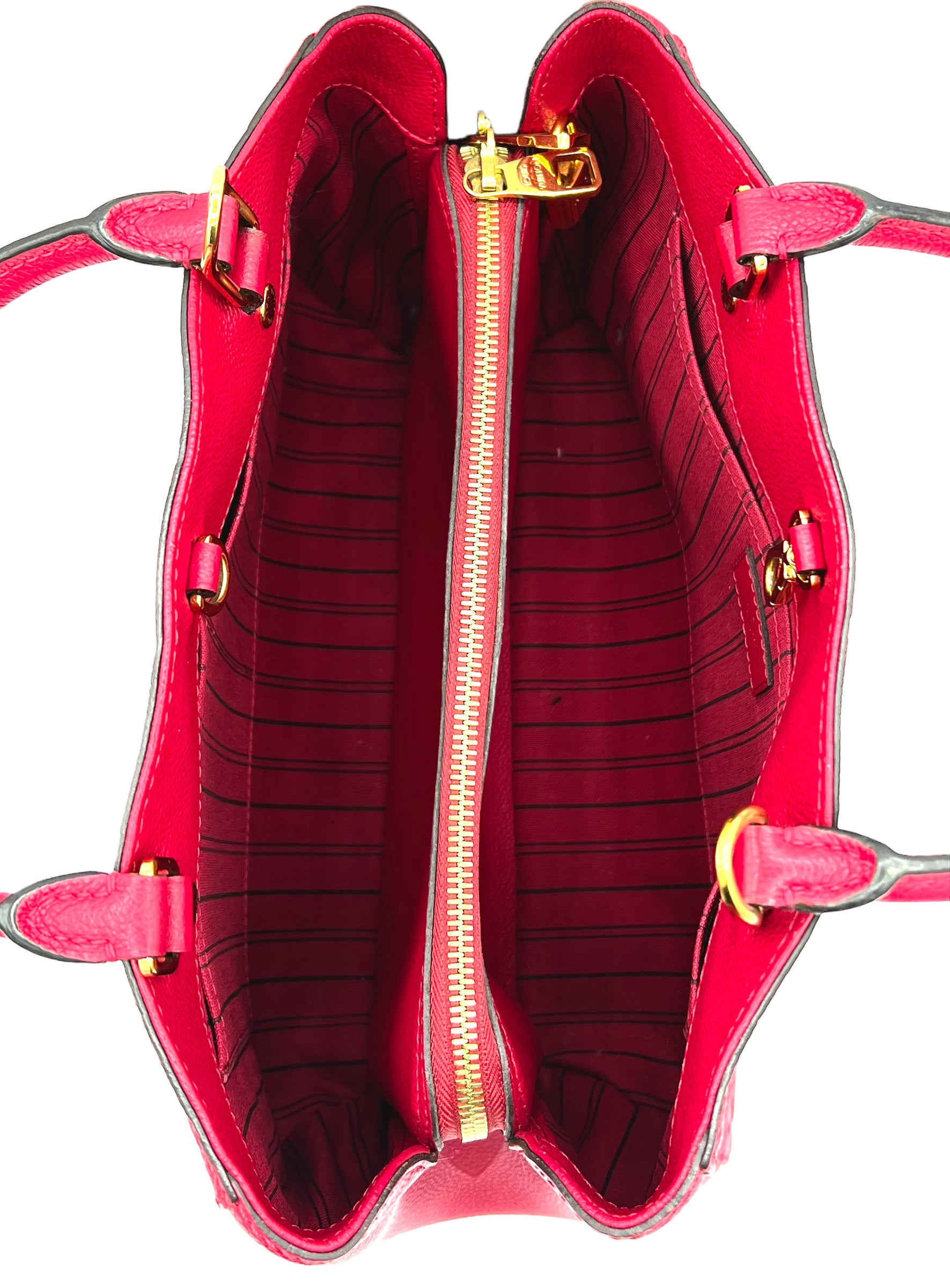 LOUIS VUITTON DAHLIA EMPREINTE LEATHER MONTAIGNE MM SHOULDER BAG RED