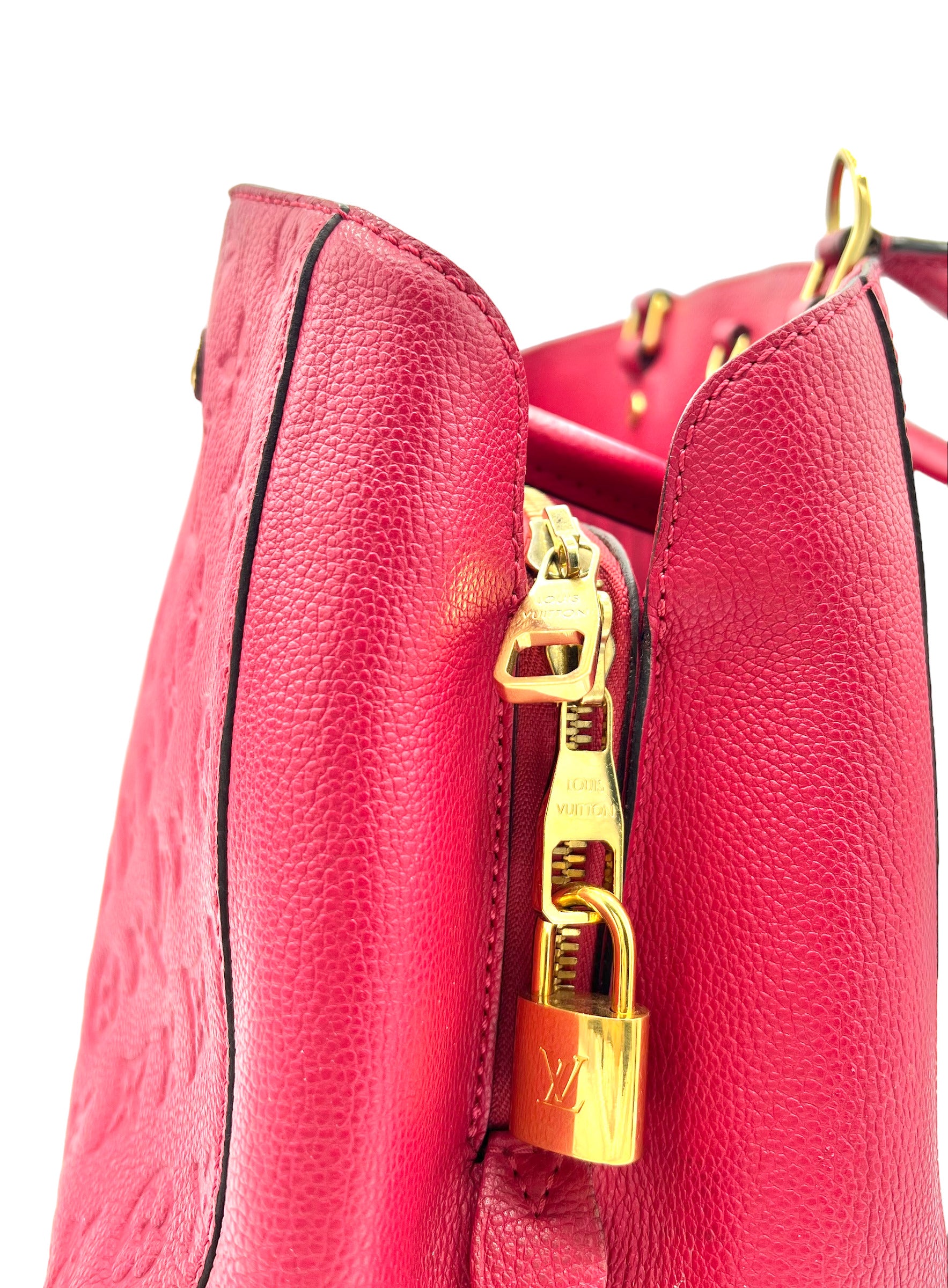LOUIS VUITTON DAHLIA EMPREINTE LEATHER MONTAIGNE MM SHOULDER BAG RED