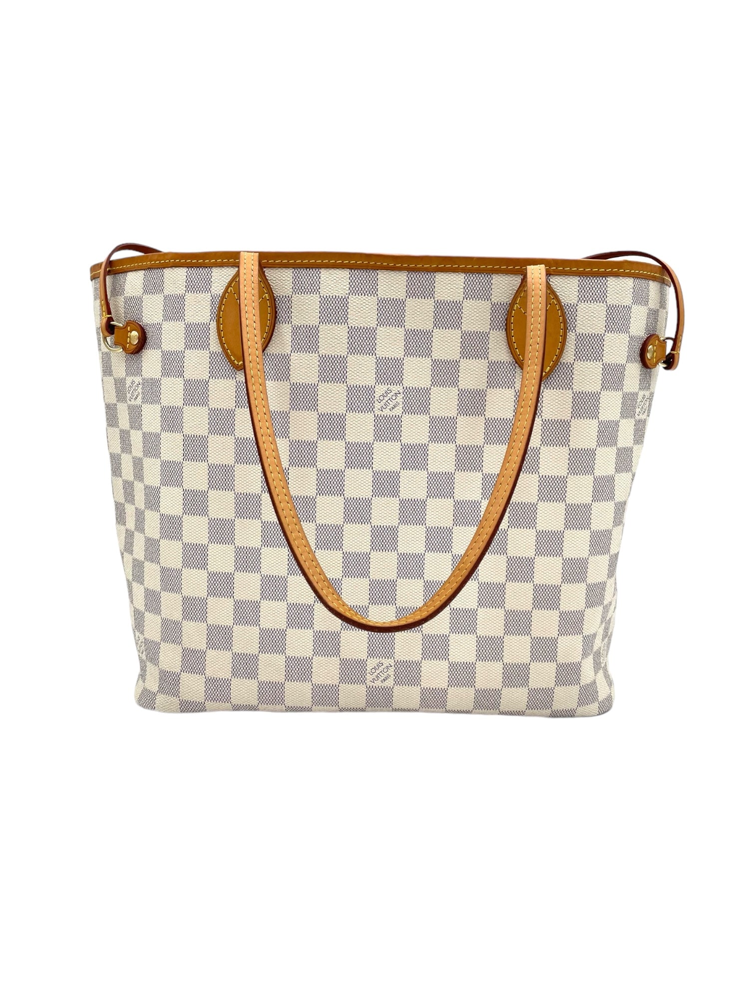 LOUIS VUITTON NEVERFULL MM TOTE W/POCHETTE IN DAMIER AZUR CANVAS