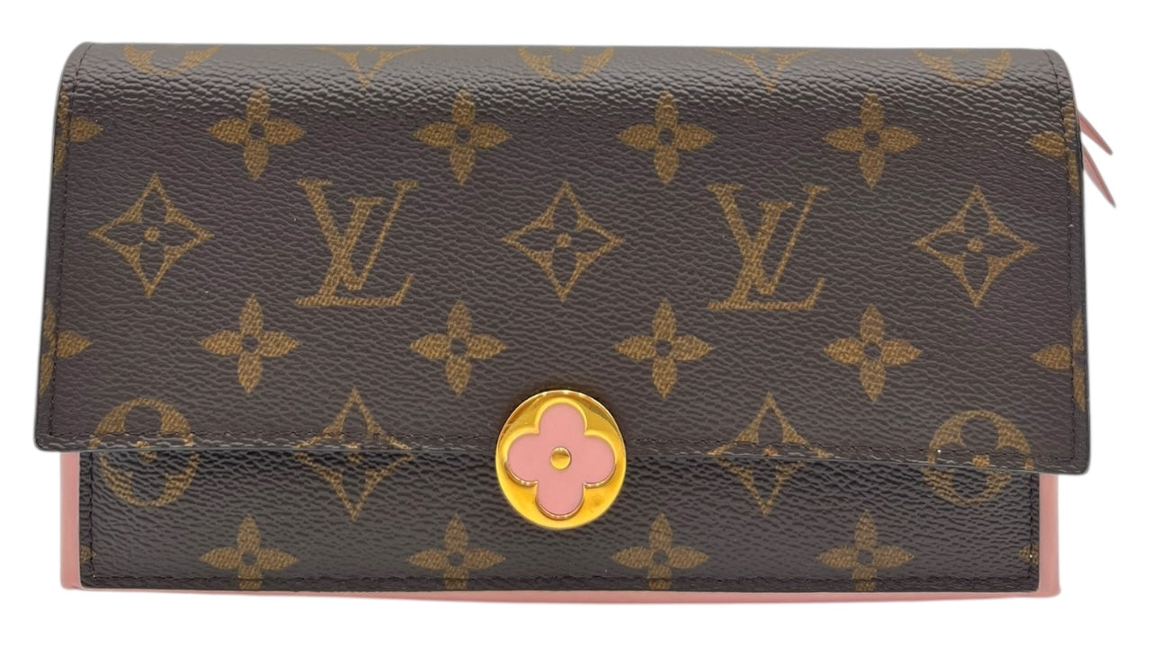 LOUIS VUITTON MONOGRAM FLORE CANVAS WALLET ROSE BALLERINE