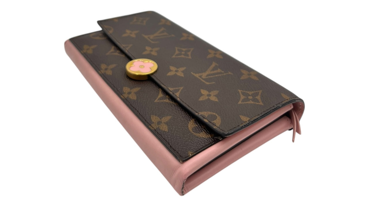 LOUIS VUITTON MONOGRAM FLORE CANVAS WALLET ROSE BALLERINE