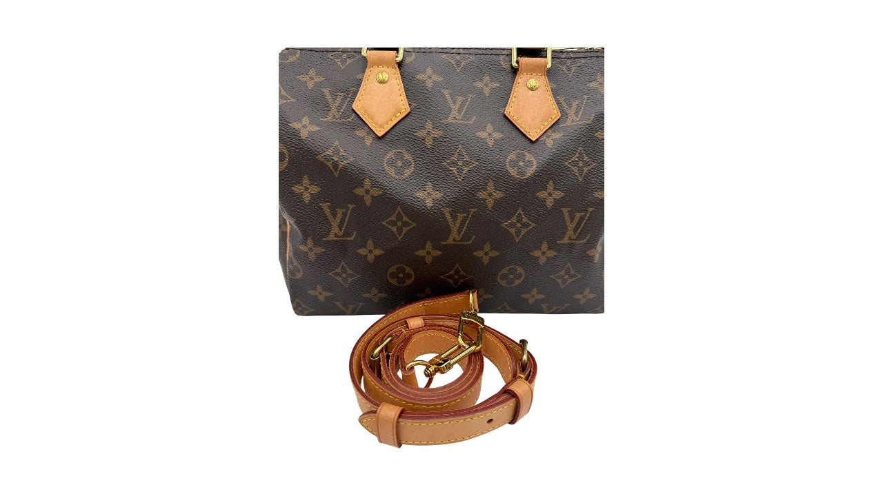LOUIS VUITTON SPEEDY 25 BANDOULIERE CANVAS SATCHEL
