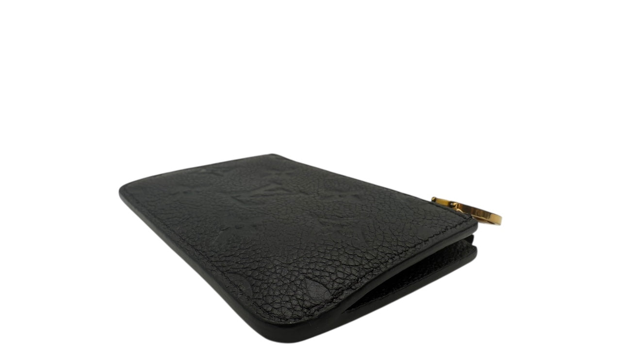 LOUIS VUITTON BLACK EMBOSSED CALFSKIN ROMY CARD HOLDER
