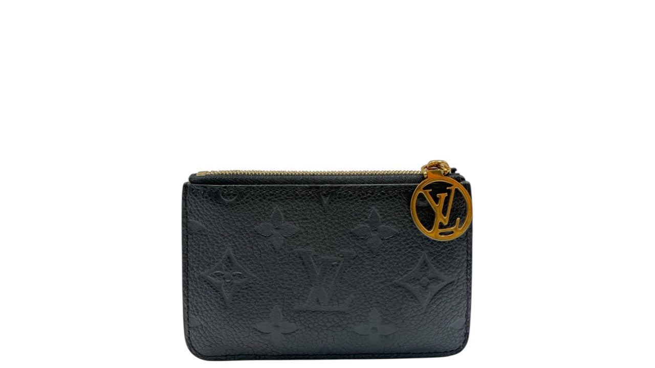 LOUIS VUITTON BLACK EMBOSSED CALFSKIN ROMY CARD HOLDER