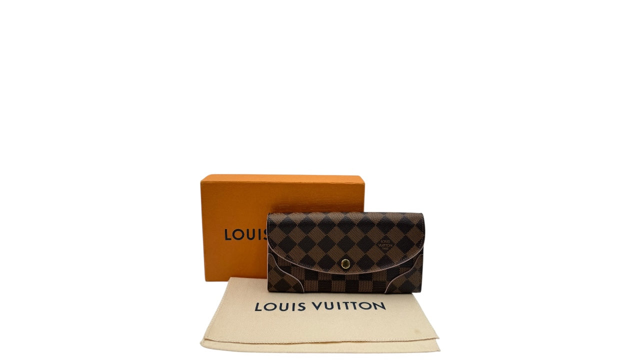 LOUIS VUITTON CAISSA DAMIER EBENE COATED CANVAS LONG WALLET (PINK)