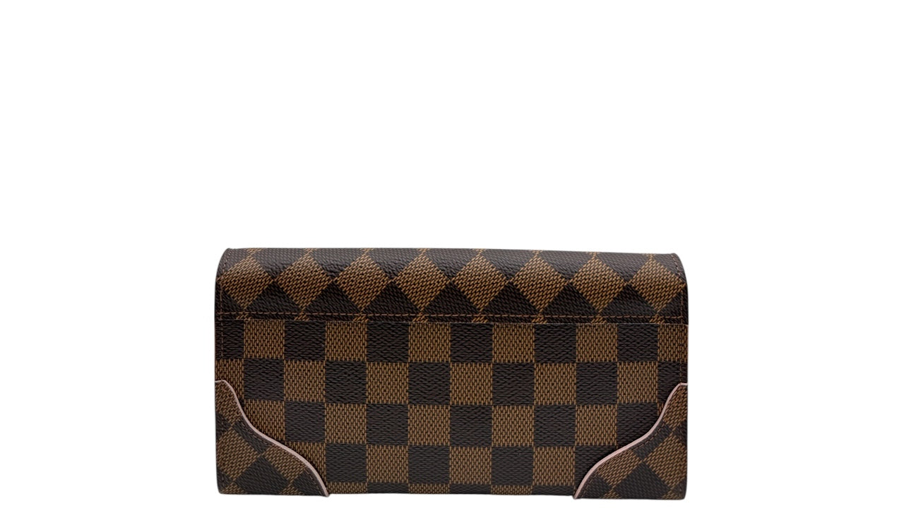 LOUIS VUITTON CAISSA DAMIER EBENE COATED CANVAS LONG WALLET (PINK)