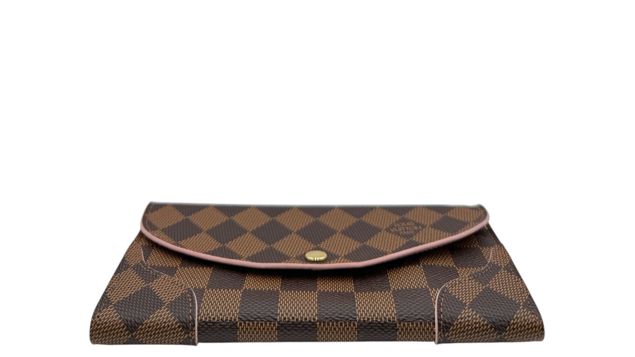 LOUIS VUITTON CAISSA DAMIER EBENE COATED CANVAS LONG WALLET (PINK)