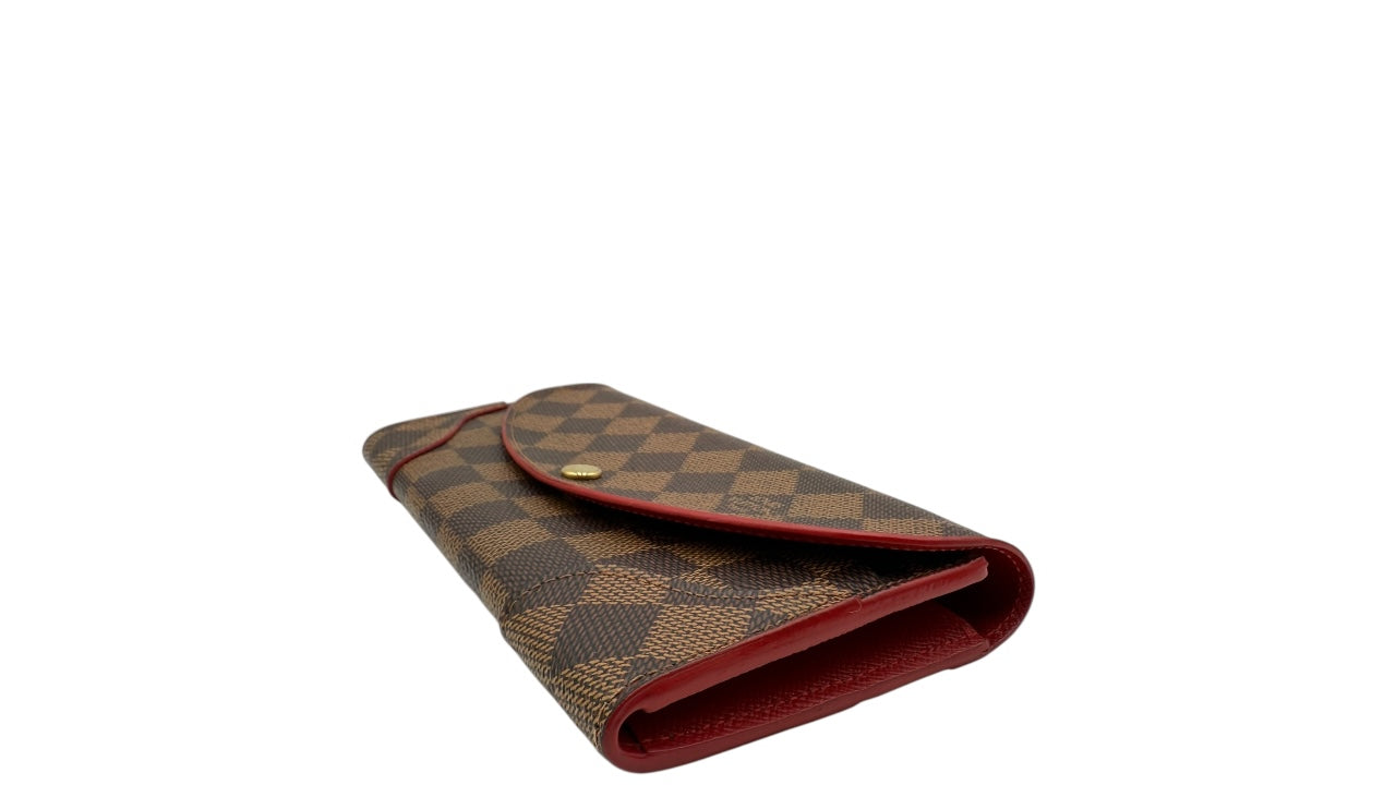 LOUIS VUITTON CAISSA DAMIER EBENE COATED CANVAS LONG WALLET (RED)