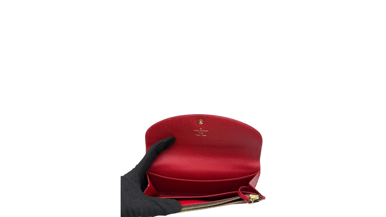 LOUIS VUITTON CAISSA DAMIER EBENE COATED CANVAS LONG WALLET (RED)