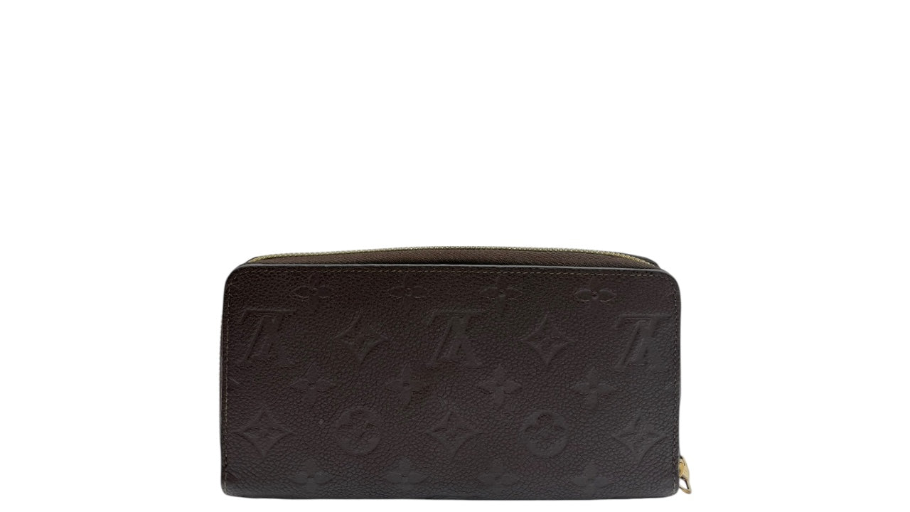 LOUIS VUITTON BROWN LEATHER MONOGRAM ZIPPY WALLET