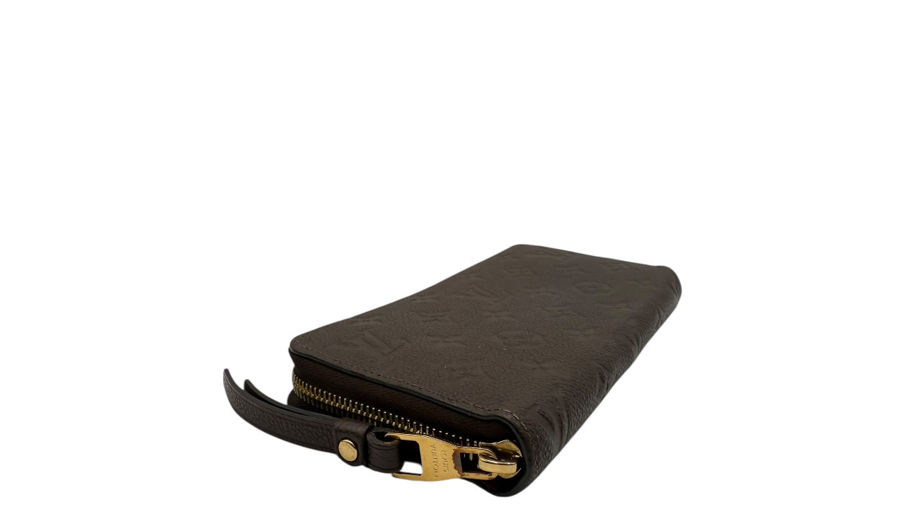 LOUIS VUITTON BROWN LEATHER MONOGRAM ZIPPY WALLET