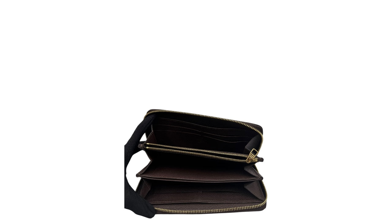 LOUIS VUITTON BROWN LEATHER MONOGRAM ZIPPY WALLET