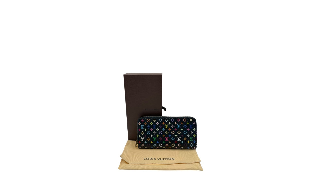 LOUIS VUITTON BLACK MULTICOLOR CANVAS ZIPPY WALLET