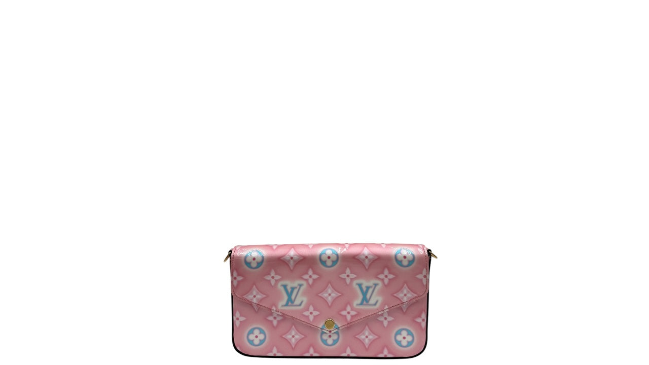 LOUIS VUITTON FELICIE POCHETTE MONOGRAM VERNI LIGHT PINK BAG