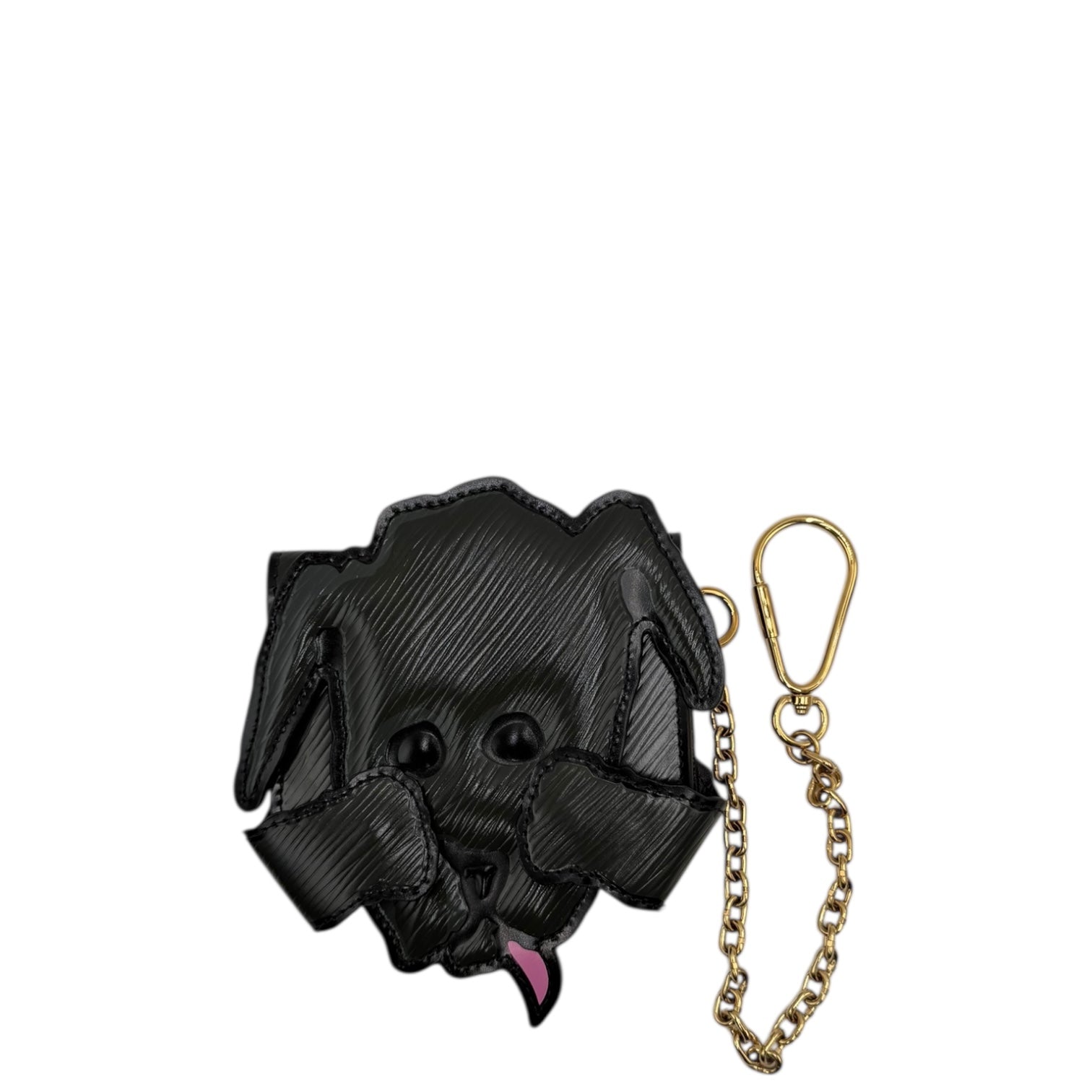 LOUIS VUITTON BLACK CALFSKIN DOG CARD HOLDER