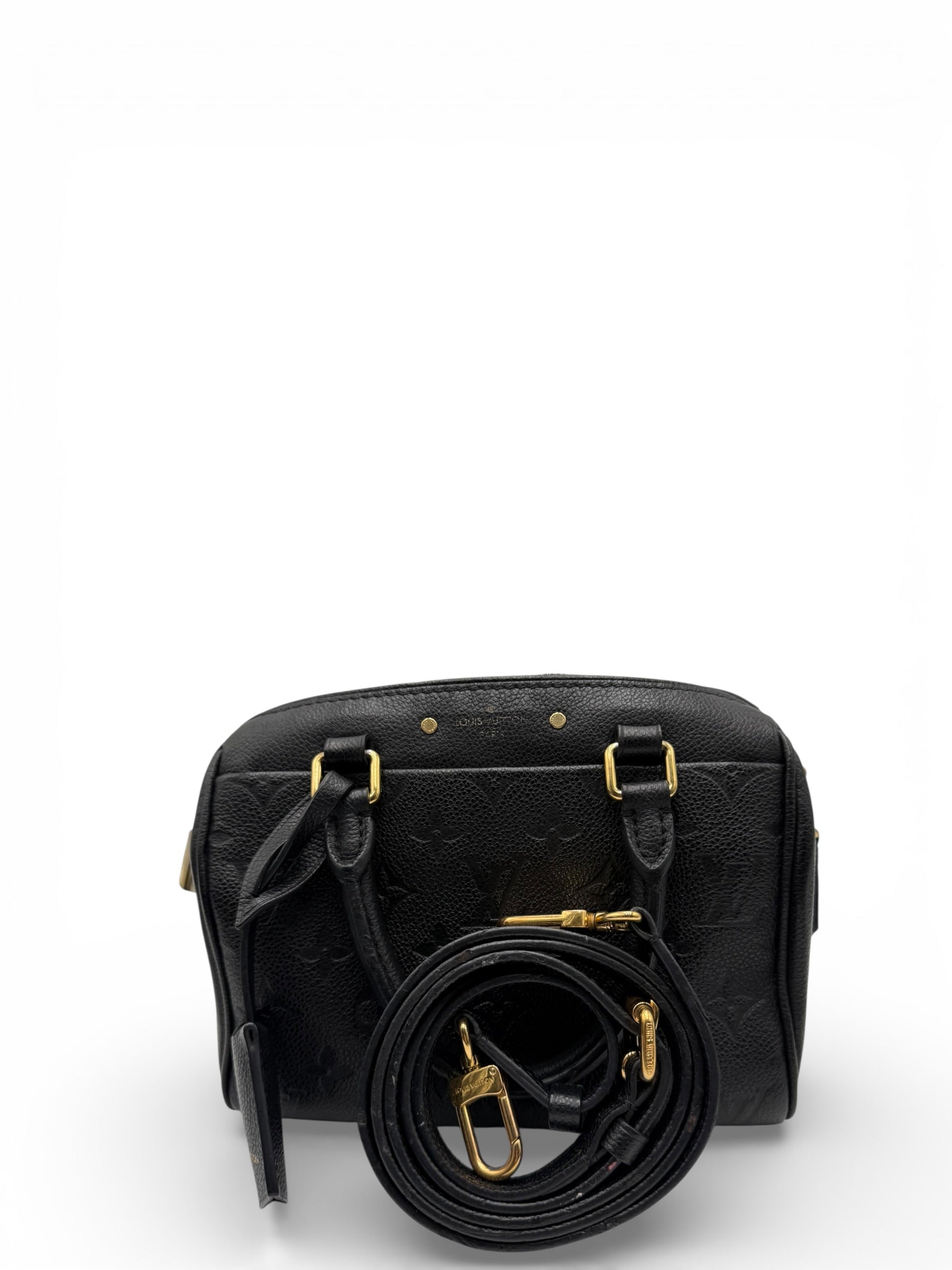 LOUIS VUITTON SPEEDY 20 BLACK CALFSKIN SHOULDER BAG