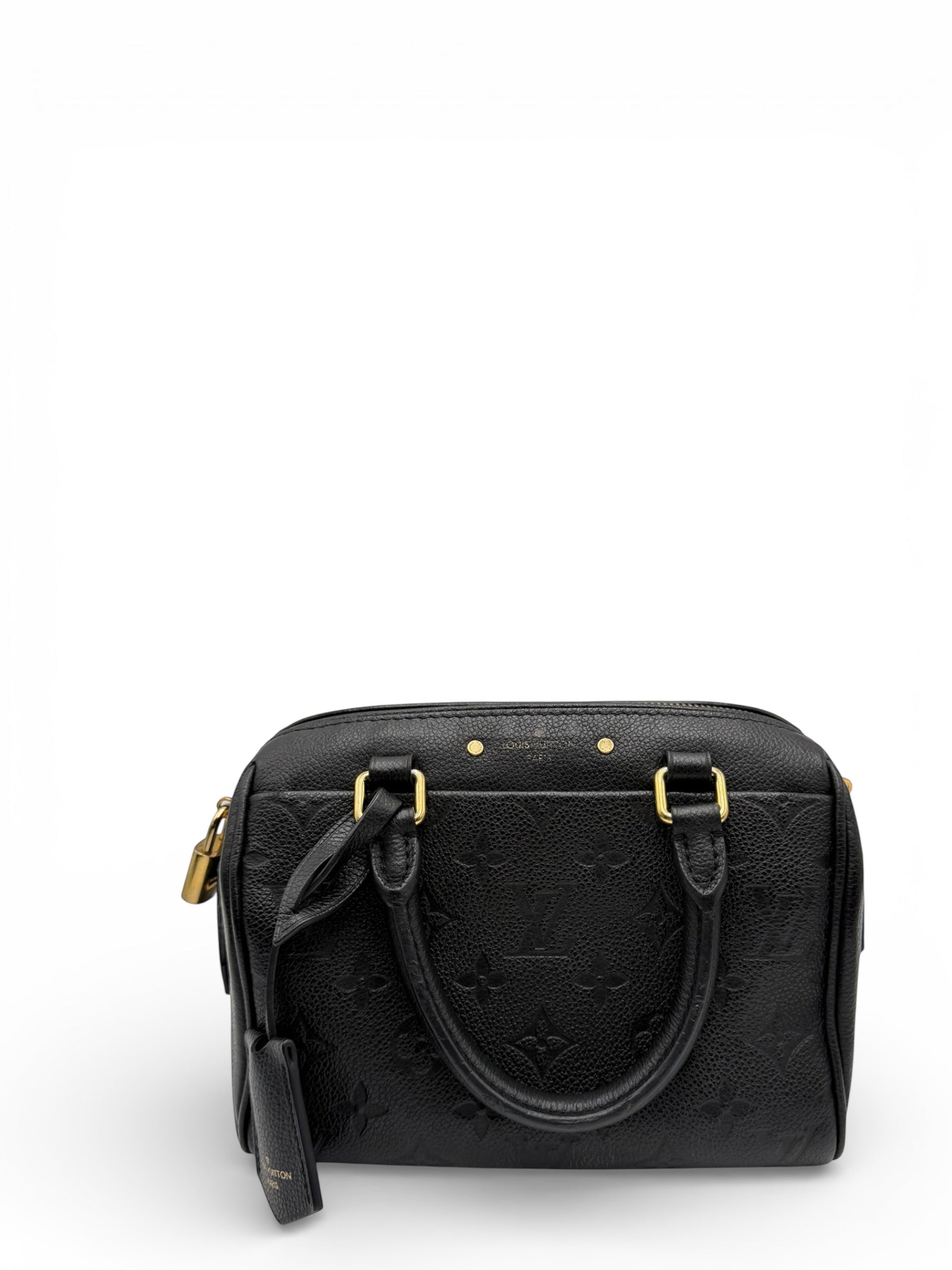 LOUIS VUITTON SPEEDY 20 BLACK CALFSKIN SHOULDER BAG