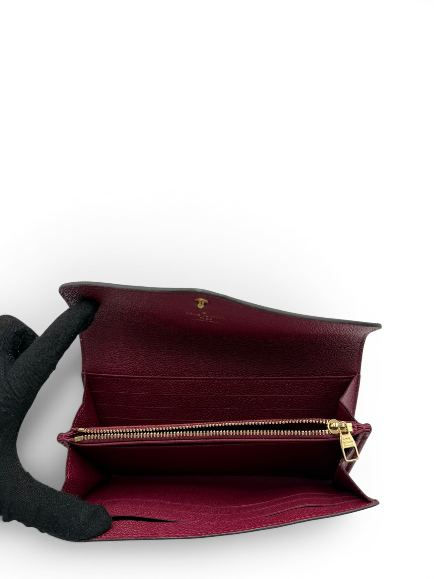 LOUIS VUITTON EMPREINTE LEATHER SARAH WALLET BURGUNDY