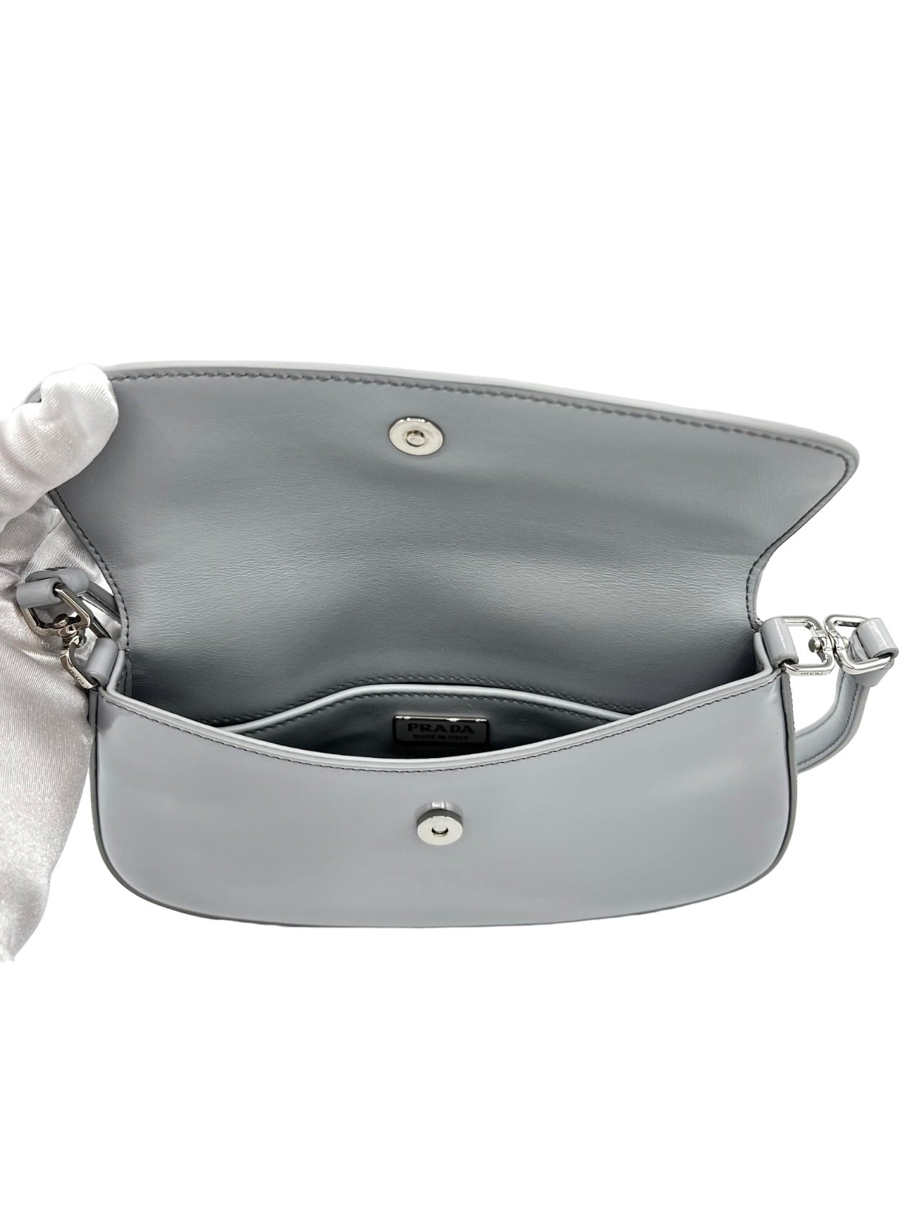 PRADA CLEO BRUSHED LEATHER SHOULDER BAG WITH FLAP