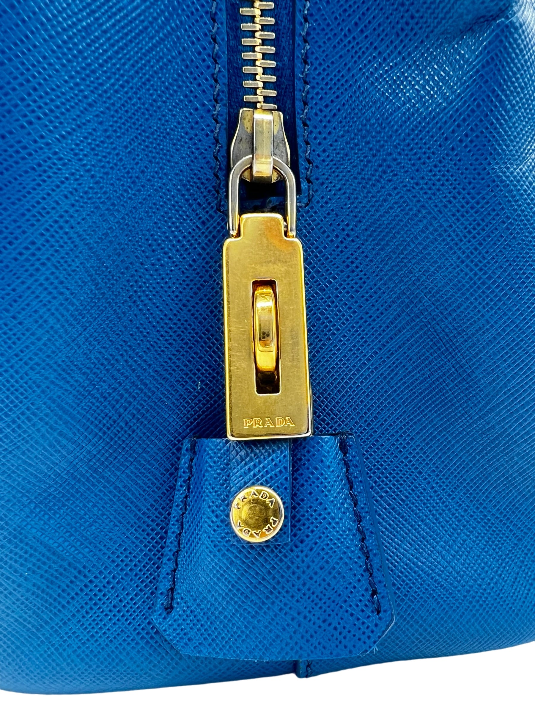 PRADA SAFFIANO LUX BLUE LEATHER BAG