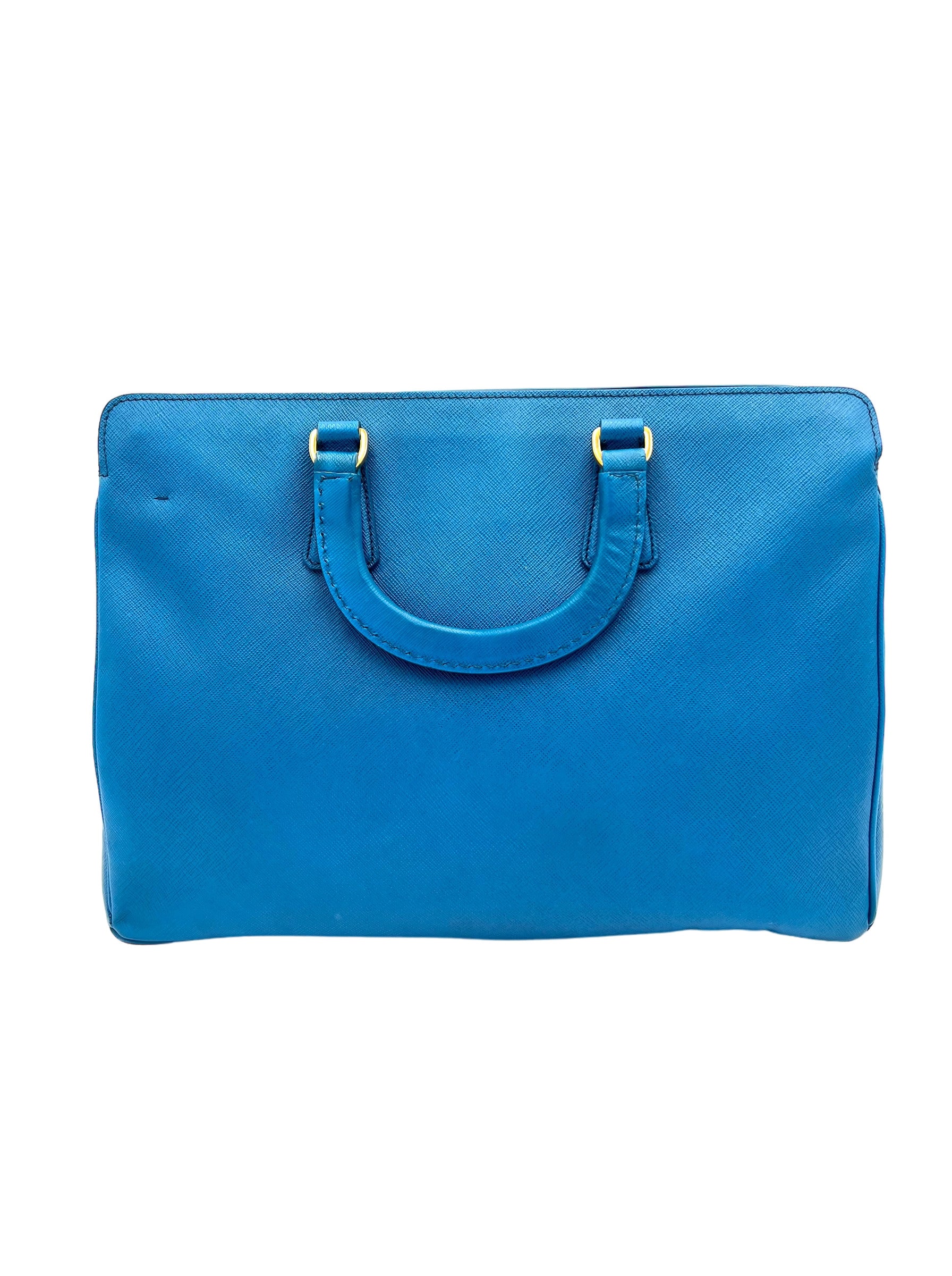 PRADA SAFFIANO LUX BLUE LEATHER BAG