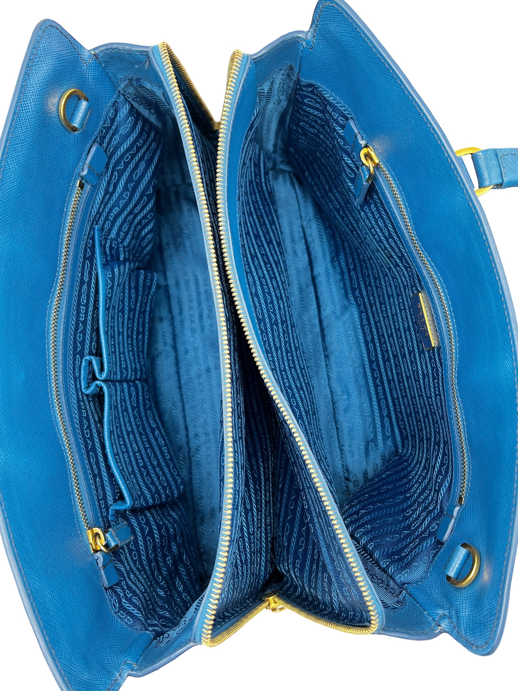 PRADA SAFFIANO LUX BLUE LEATHER BAG