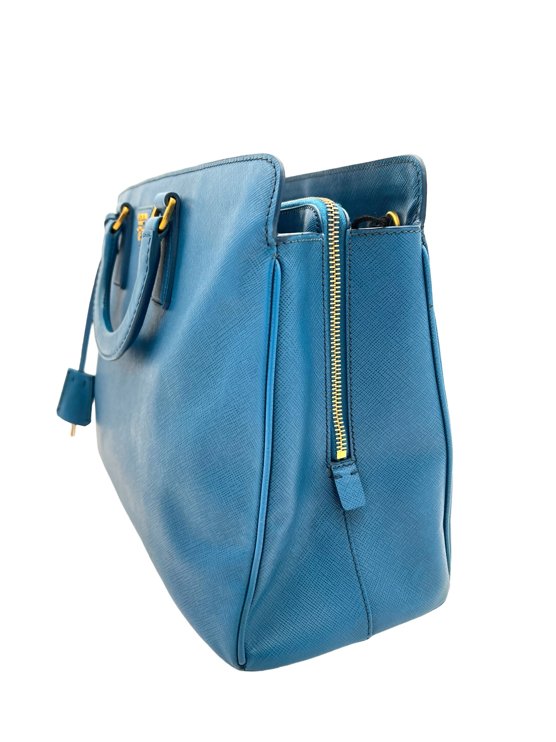PRADA SAFFIANO LUX BLUE LEATHER BAG