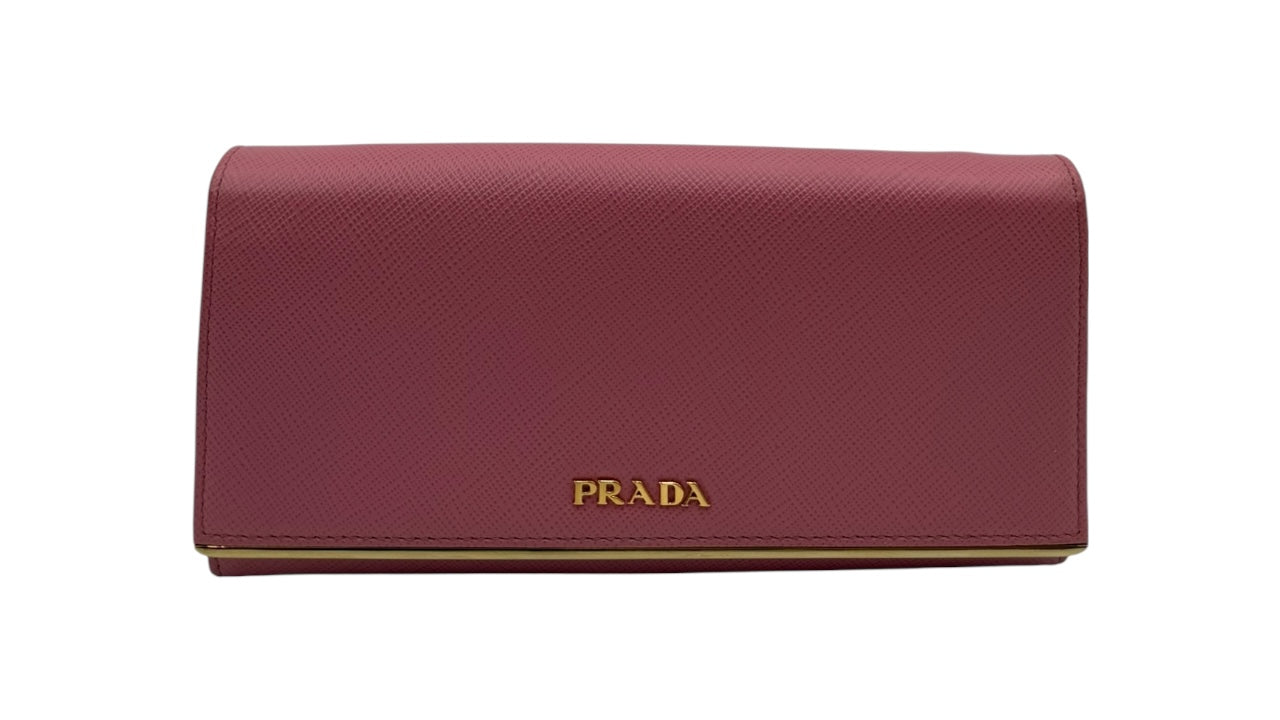 PRADA SAFFIANO METAL BAR CONTINENTAL WALLET