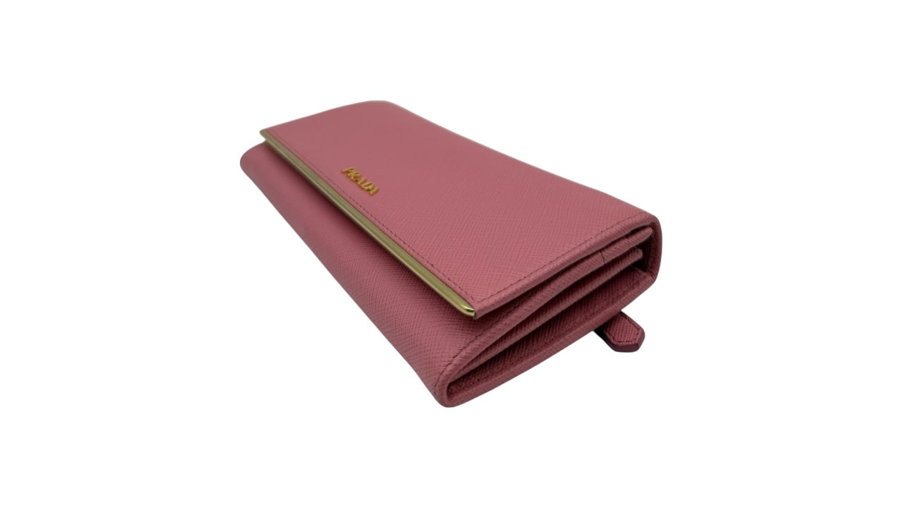 PRADA SAFFIANO METAL BAR CONTINENTAL WALLET