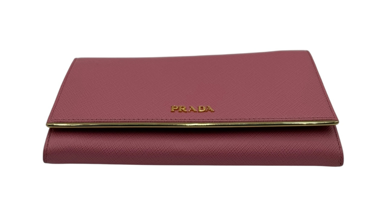 PRADA SAFFIANO METAL BAR CONTINENTAL WALLET