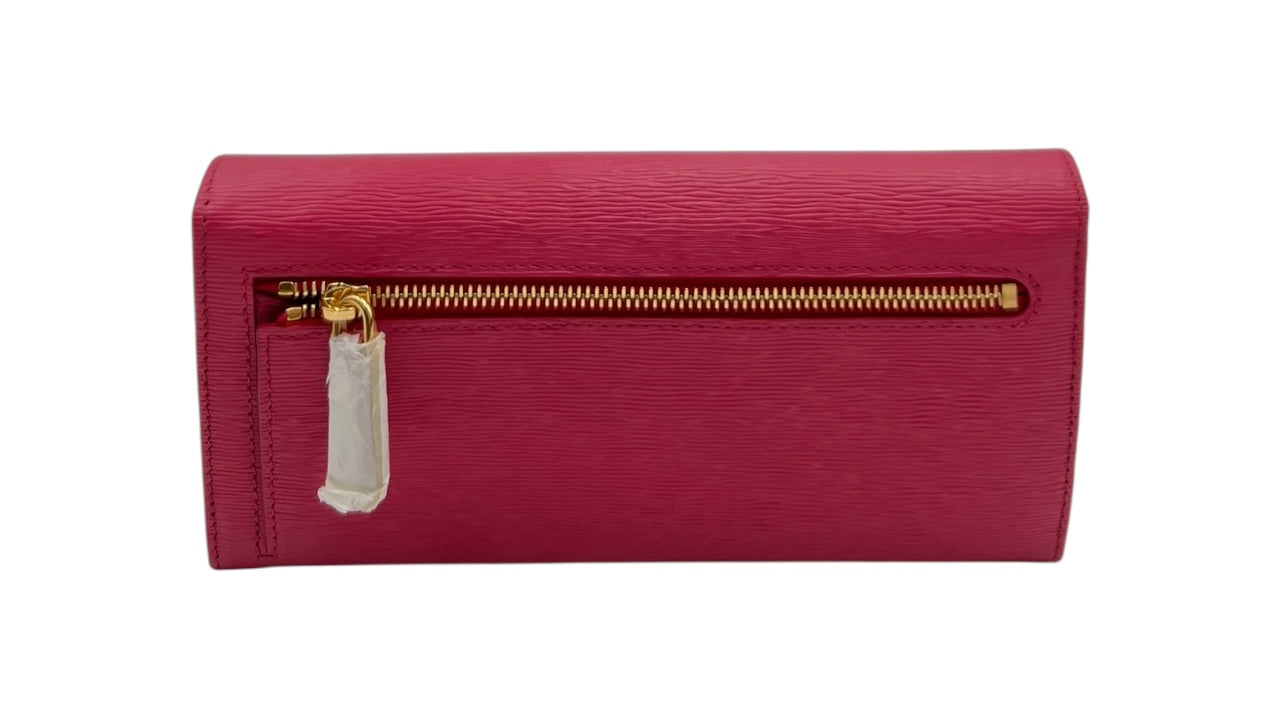 PRADA PINK SAFFIANO LEATHER WALLET WITH CARD HOLDER