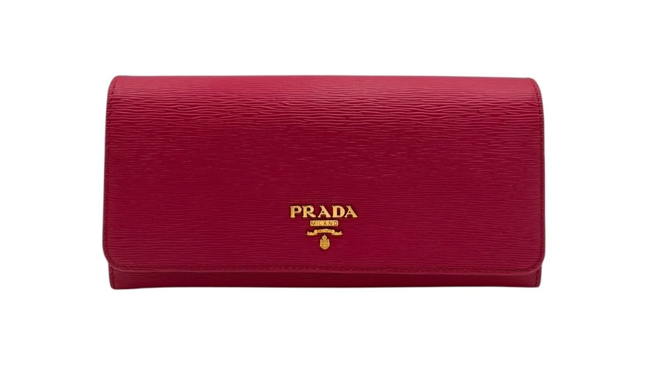 PRADA PINK SAFFIANO LEATHER WALLET WITH CARD HOLDER