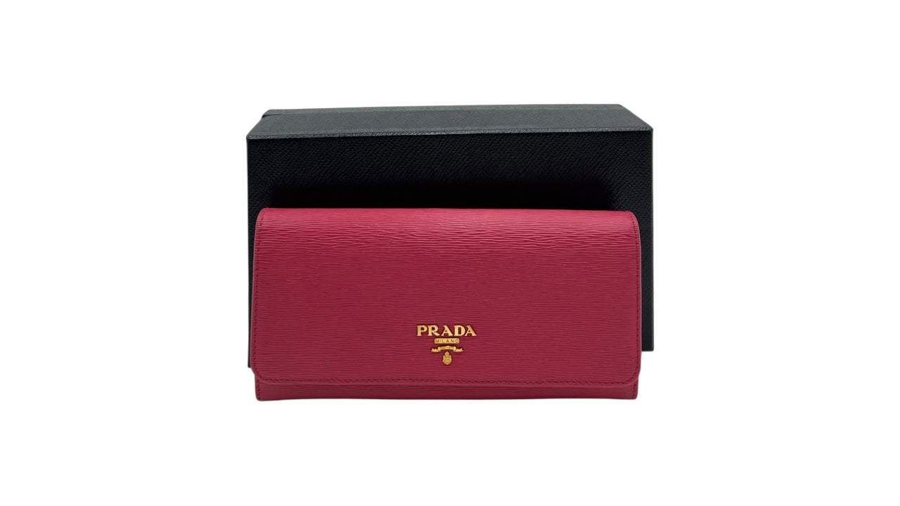PRADA PINK SAFFIANO LEATHER WALLET WITH CARD HOLDER