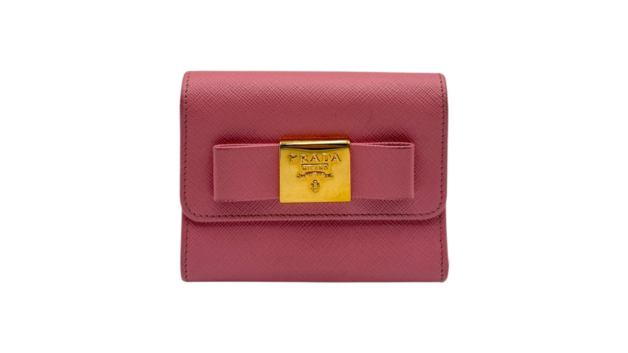 PRADA PINK SAFFINAO SHORT WALLET