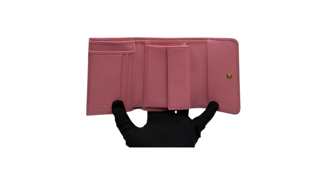PRADA PINK SAFFINAO SHORT WALLET