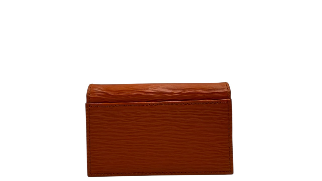 PRADA ORANGE VITELLO GRAIN LEATHER CREDIT CARD HOLDER SMALL WALLET