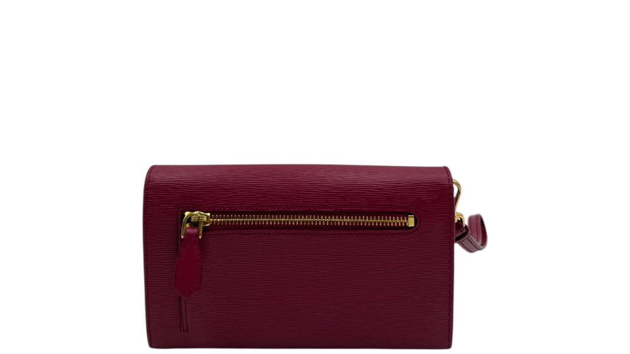 PRADA PEONIA SAFFIANO METAL LEATHER WRISTLET WALLET