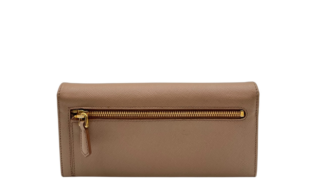 PRADA SAFFIANO LEATHER LONG WALLET BEIGE