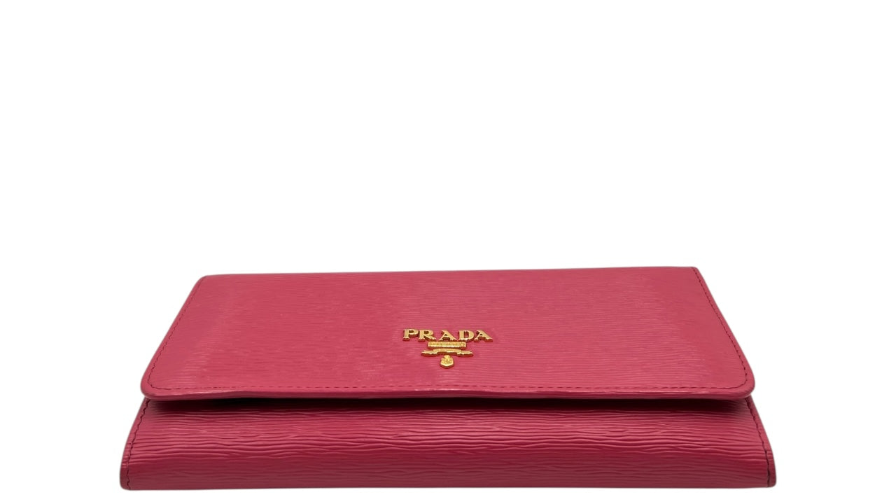 PRADA SAFFIANO LONG WALLET WITH CARD HOLDER PINK