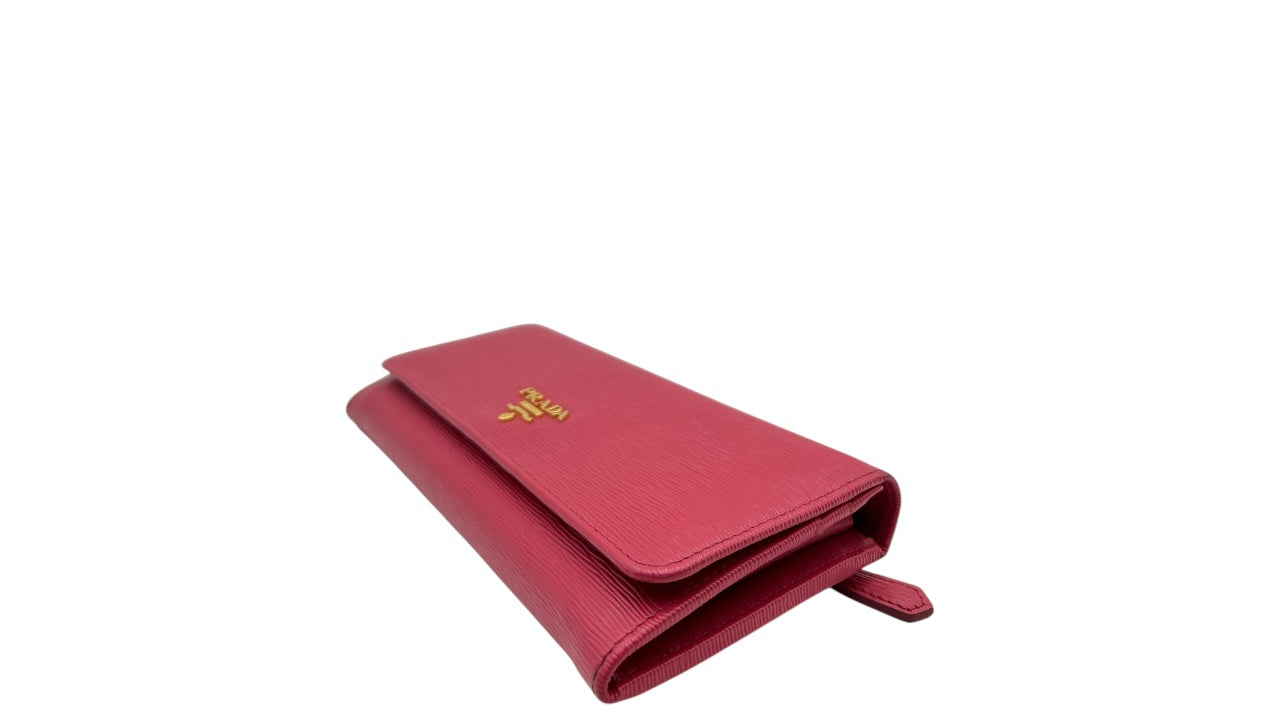 PRADA SAFFIANO LONG WALLET WITH CARD HOLDER PINK