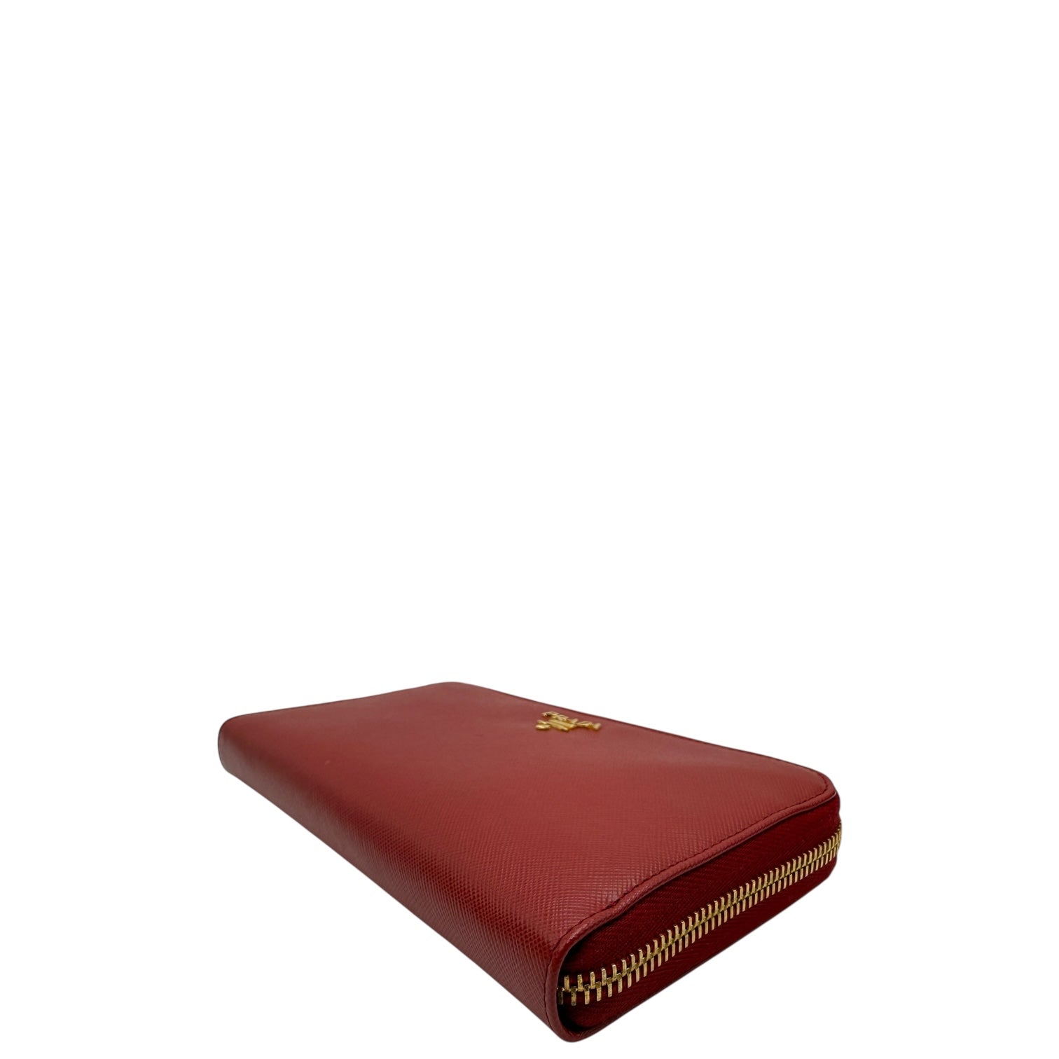 PRADA RED SAFFIANO LONG ZIPPY WALLET