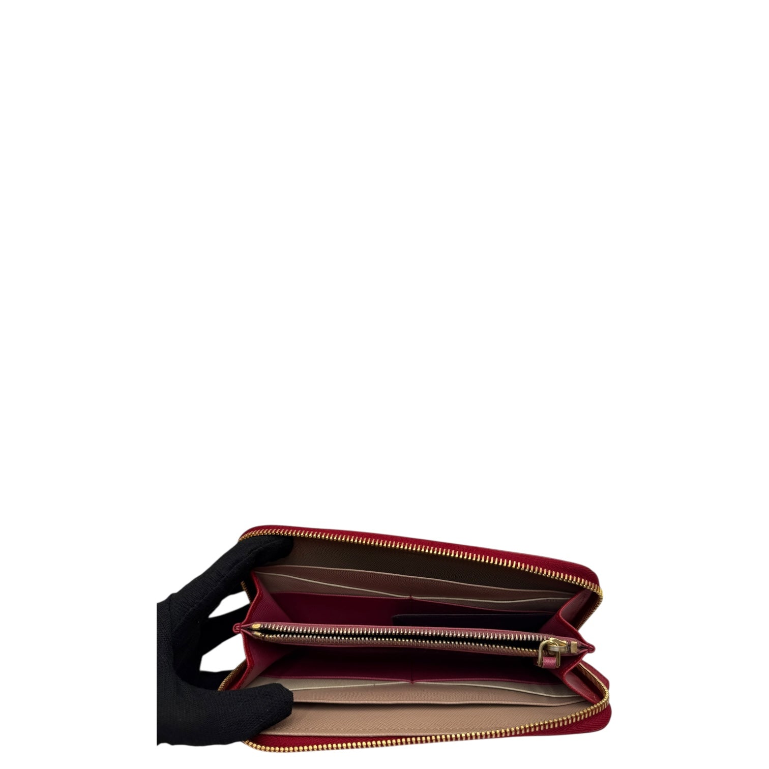 PRADA RED SAFFIANO LONG ZIPPY WALLET