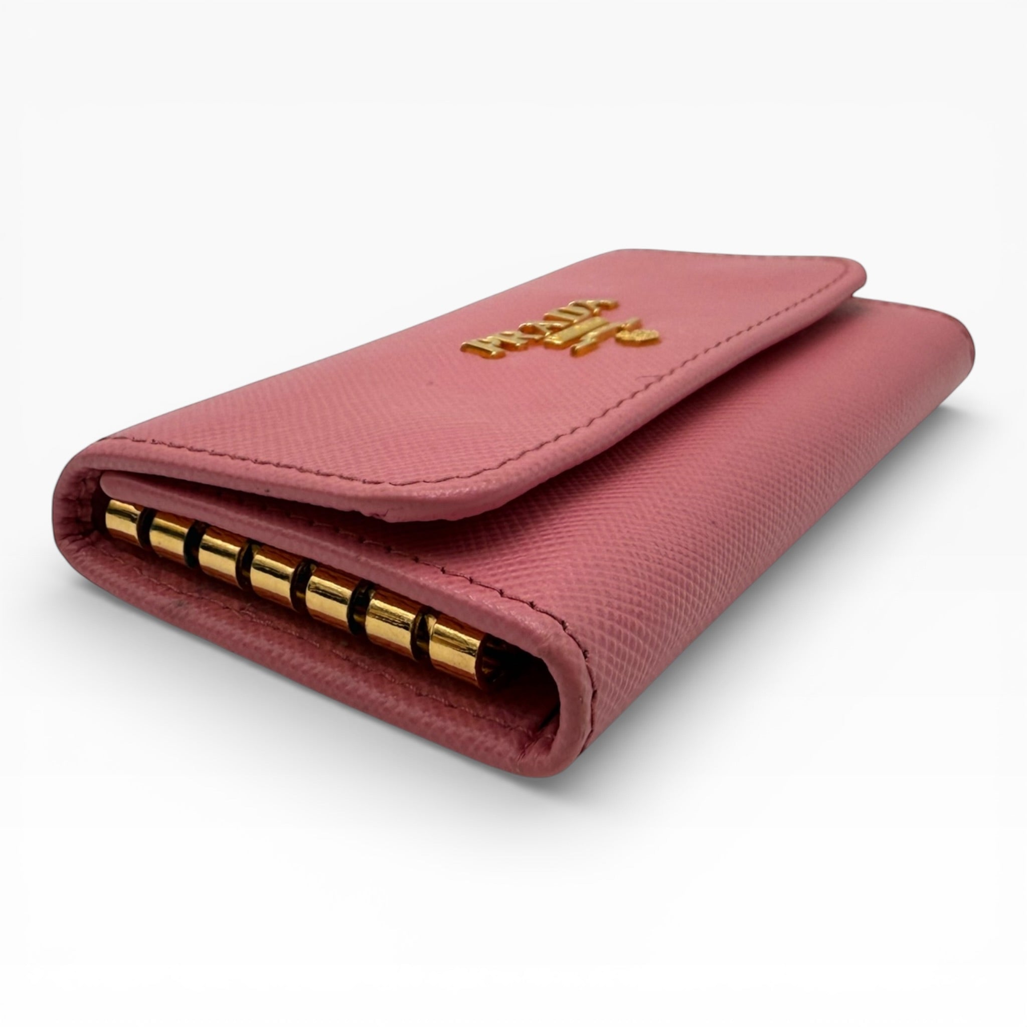 PRADA PINK SAFFIANO KEY HOLDER
