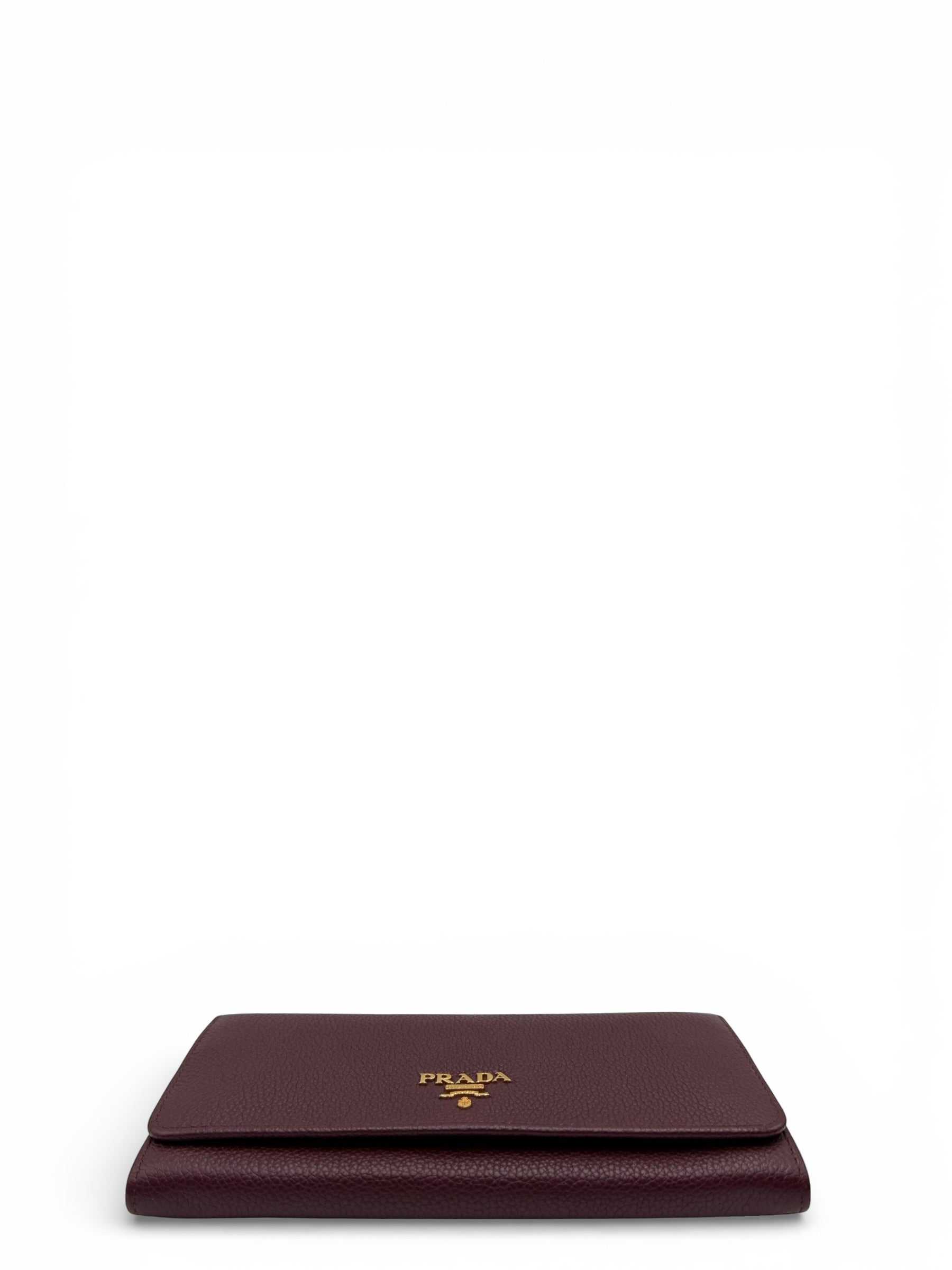 PRADA SAFFIANO METAL CONTINENTAL FLAP WALLET BURGUNDY