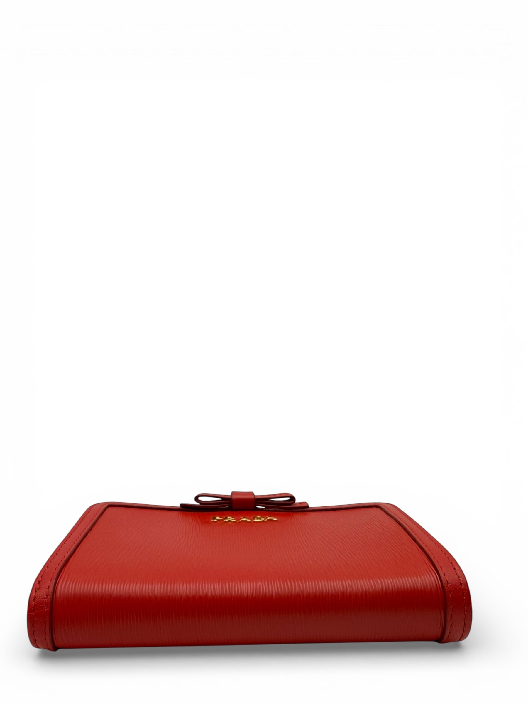 PRADA SAFFIANO RED COMPACT BIFOLD WALLET