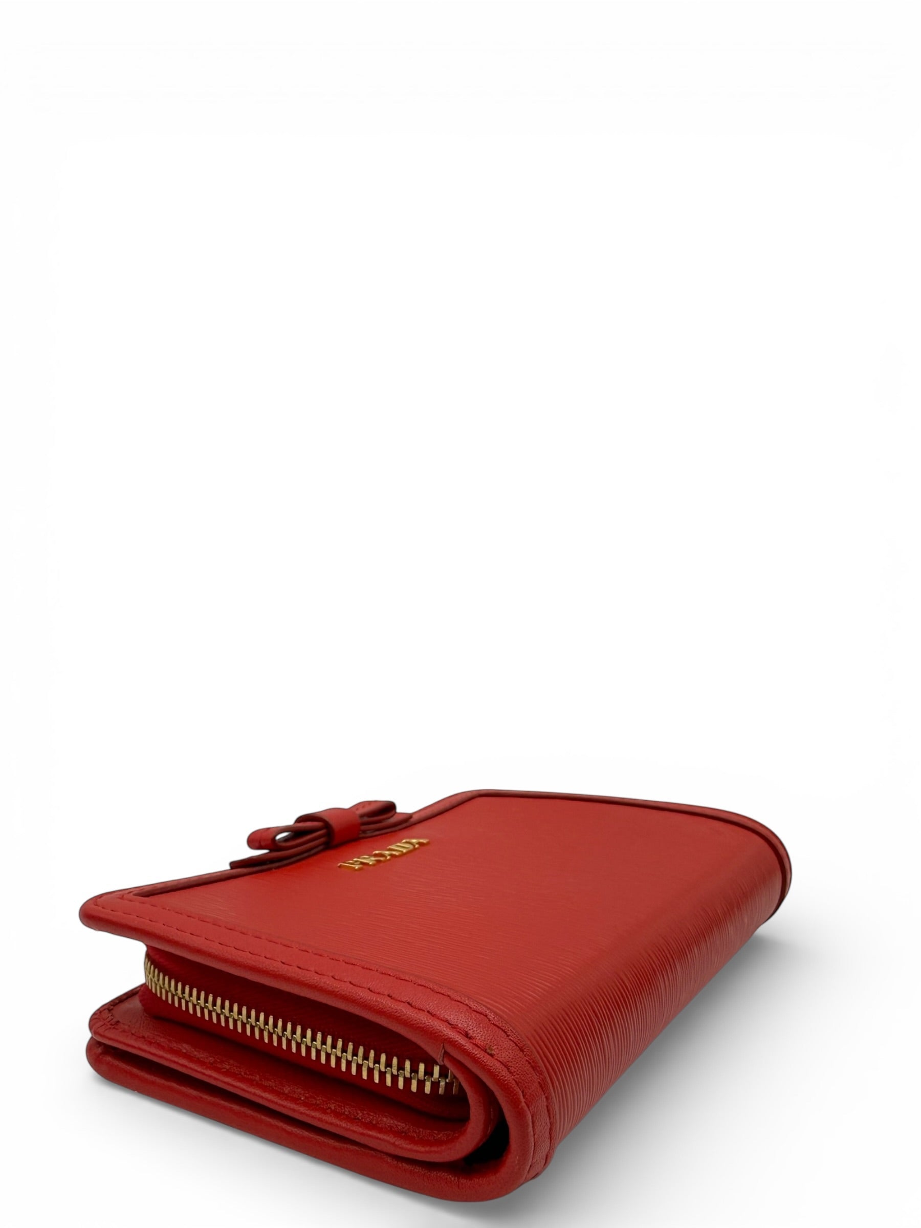PRADA SAFFIANO RED COMPACT BIFOLD WALLET