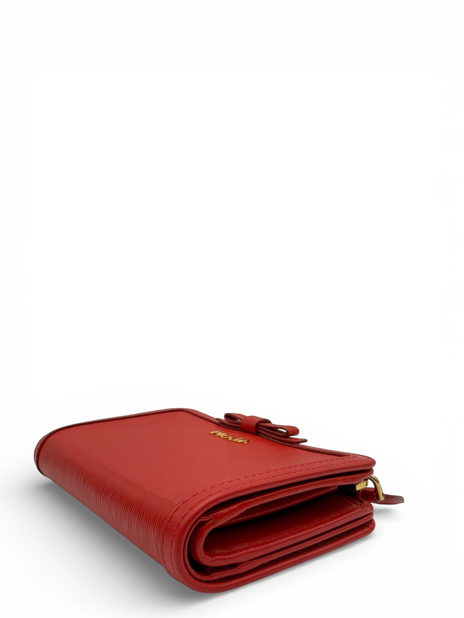 PRADA SAFFIANO RED COMPACT BIFOLD WALLET