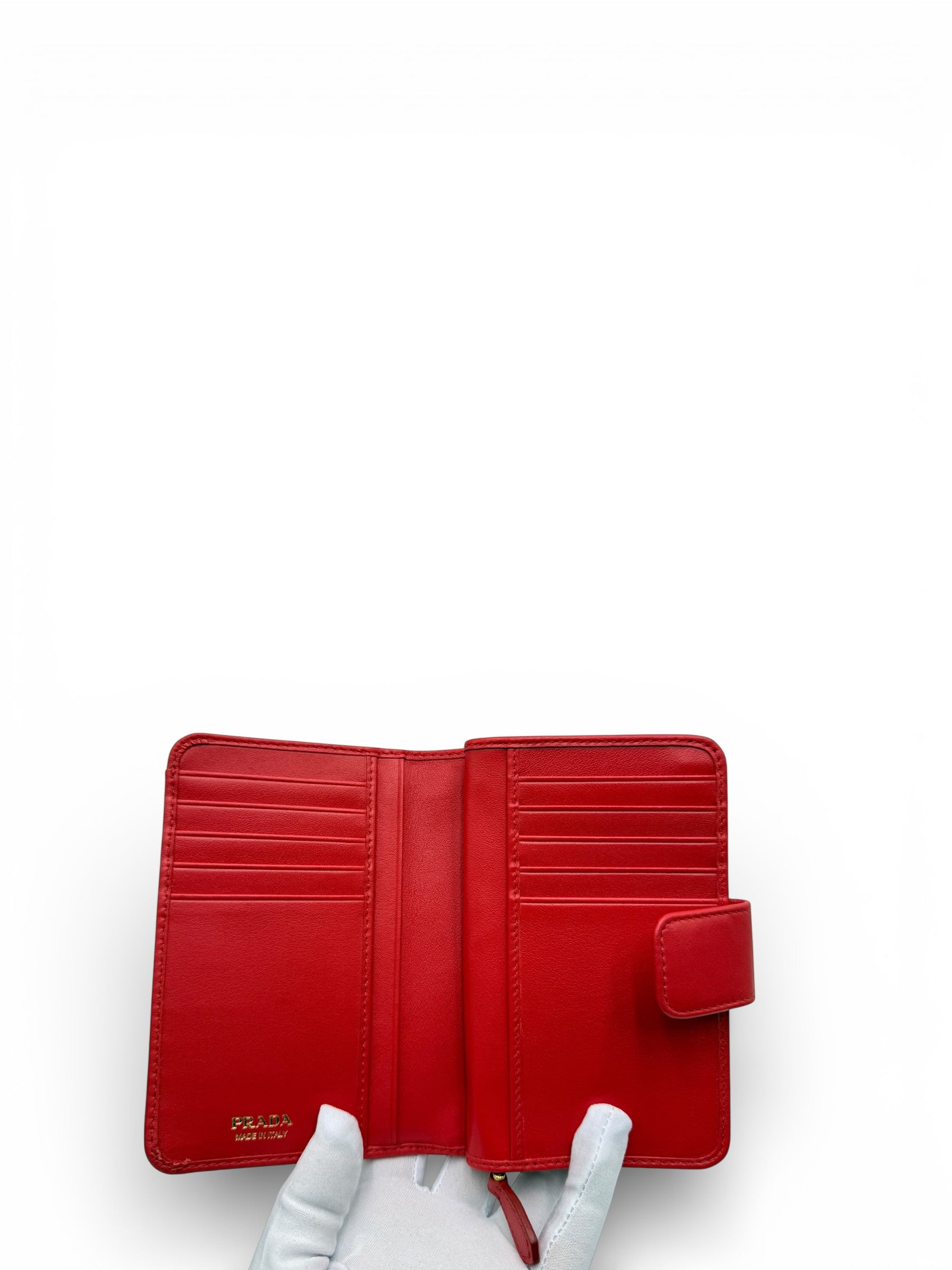 PRADA SAFFIANO RED COMPACT BIFOLD WALLET